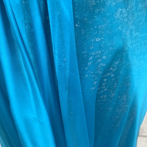 Lafemme Paris Prom Dress Strapless Aqua with Gold Gems size 8 - Picture 6 of 12